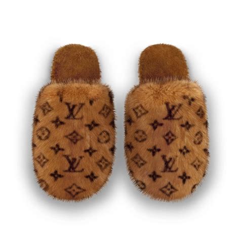 louis vuitton fuzzy slippers|Louis Vuitton flat mule slippers.